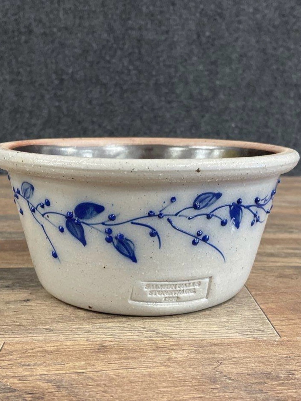 Salmon Falls Pottery Stoneware Blueberry Vine Bowl